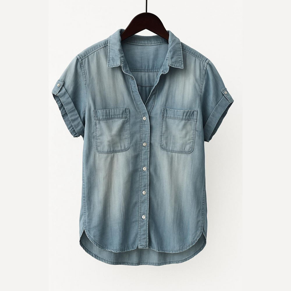 Anthropologie Light Blue Button-Up Top